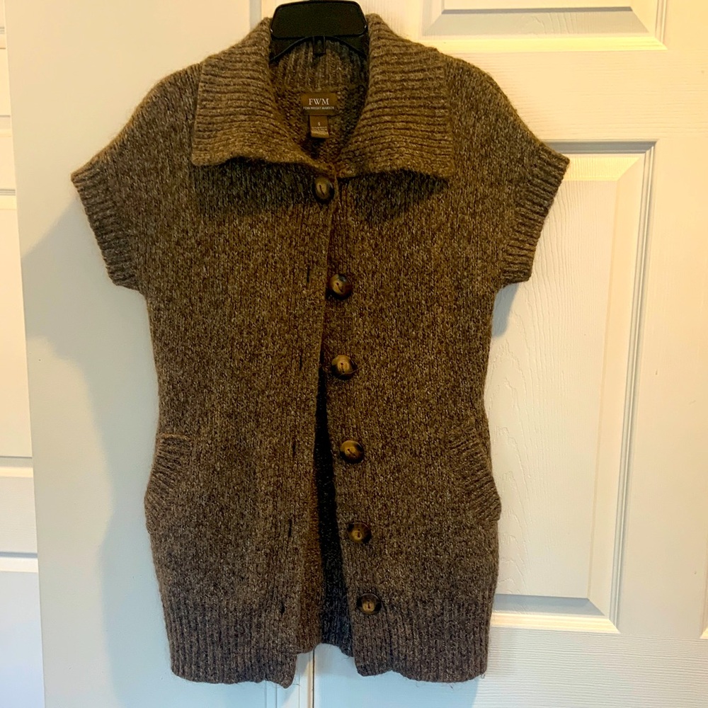 FWM Brown Button-Up Alpaca, Wool Blend Cardigan